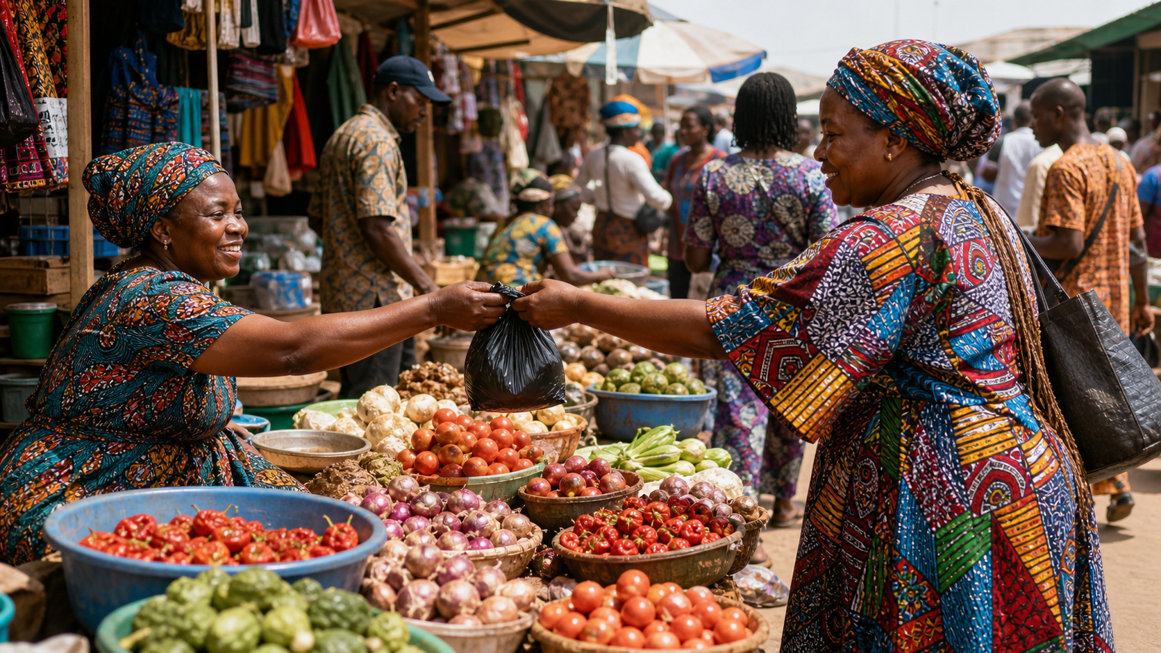Nigerian marketplace collection scene